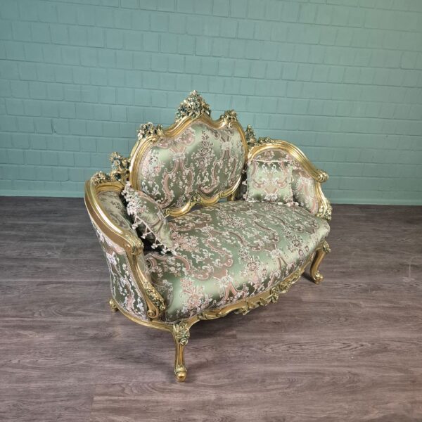 Couch Sofa Gold-Grün Barockstil 1,50 m