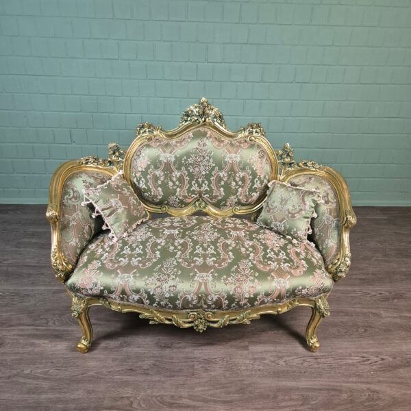 Couch Sofa Gold-Grün Barockstil 1,50 m – Bild 2