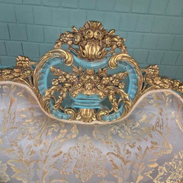Couch Sofa Gold-Eisblau Barockstil 1,50 m – Bild 11