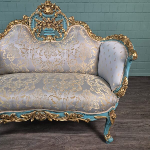Couch Sofa Gold-Eisblau Barockstil 1,50 m – Bild 15