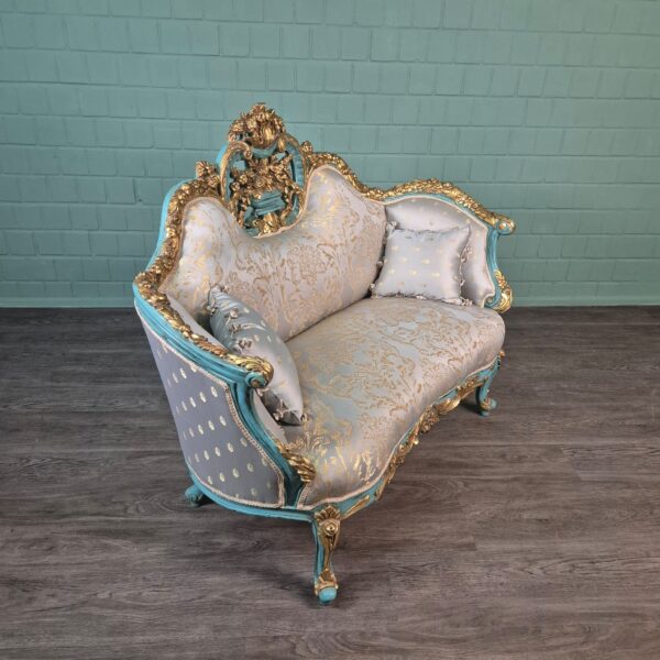 Couch Sofa Gold-Eisblau Barockstil 1,50 m – Bild 2
