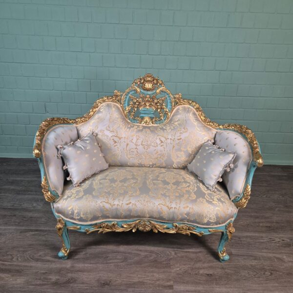 Couch Sofa Gold-Eisblau Barockstil 1,50 m – Bild 3