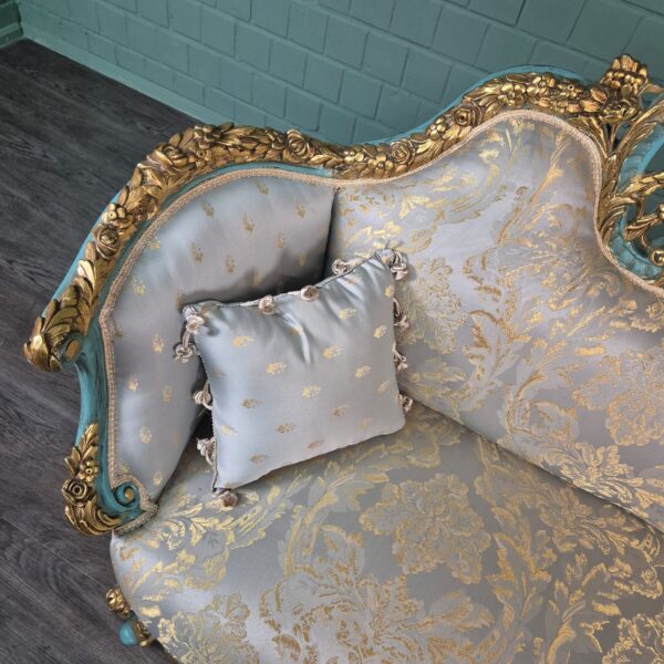 Couch Sofa Gold-Eisblau Barockstil 1,50 m – Bild 9