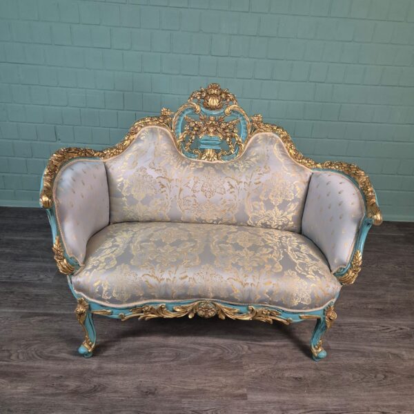 Couch Sofa Gold-Eisblau Barockstil 1,50 m