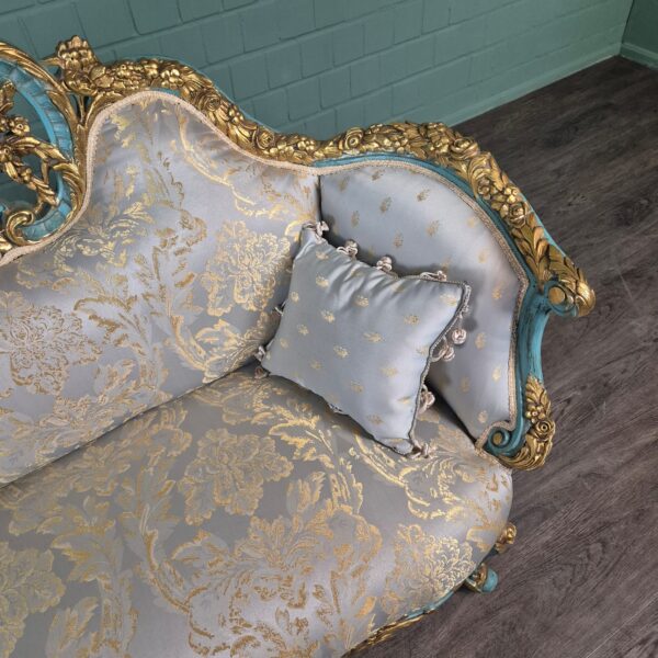 Couch Sofa Gold-Eisblau Barockstil 1,50 m – Bild 17