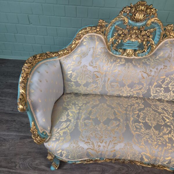 Couch Sofa Gold-Eisblau Barockstil 1,50 m – Bild 10
