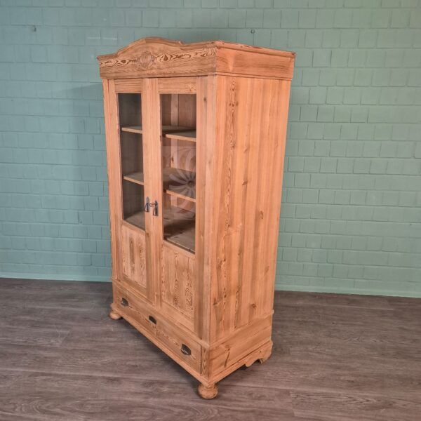 Vitrine Geschirrschrank Jugendstil 1900 Kiefer – Bild 3