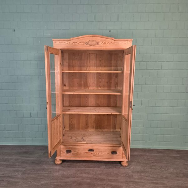 Vitrine Geschirrschrank Jugendstil 1900 Kiefer – Bild 7
