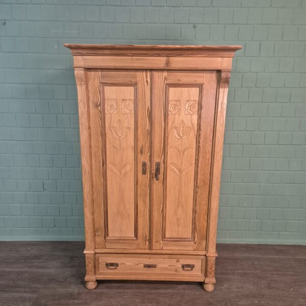 Schrank Kleiderschrank Jugendstil 1900 Kiefer – Bild 2