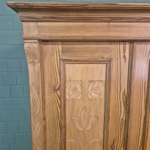 Schrank Kleiderschrank Jugendstil 1900 Kiefer – Bild 4