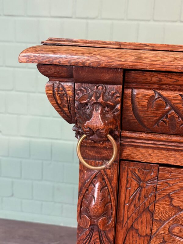 Beistellschrank Halbschrank Gründerzeit 1880 Eiche – Bild 4