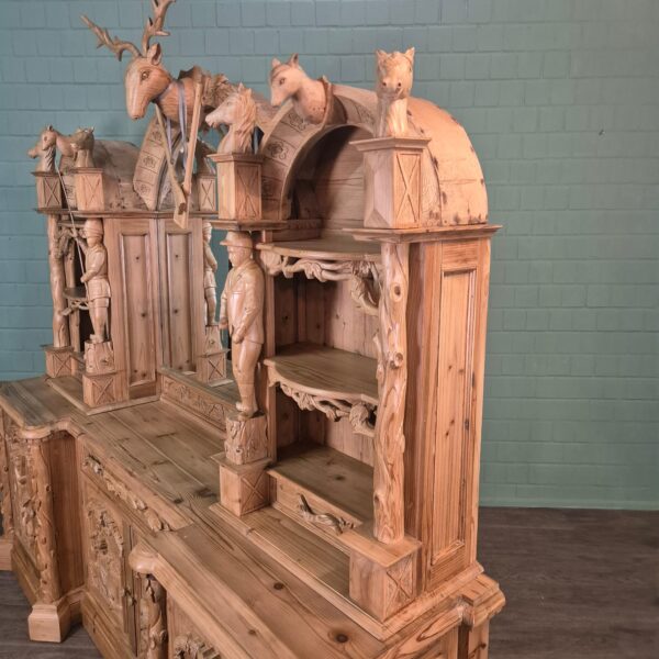 Buffetschrank Jagd-Schrank Jugendstil 1920 Kiefer – Bild 20
