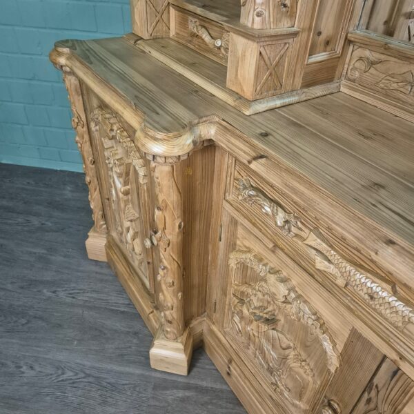 Buffetschrank Jagd-Schrank Jugendstil 1920 Kiefer – Bild 8