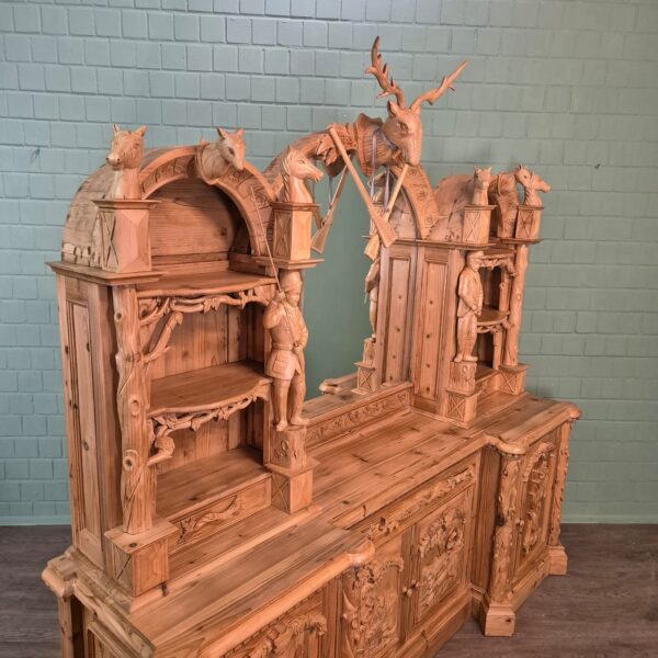 Buffetschrank Jagd-Schrank Jugendstil 1920 Kiefer – Bild 4