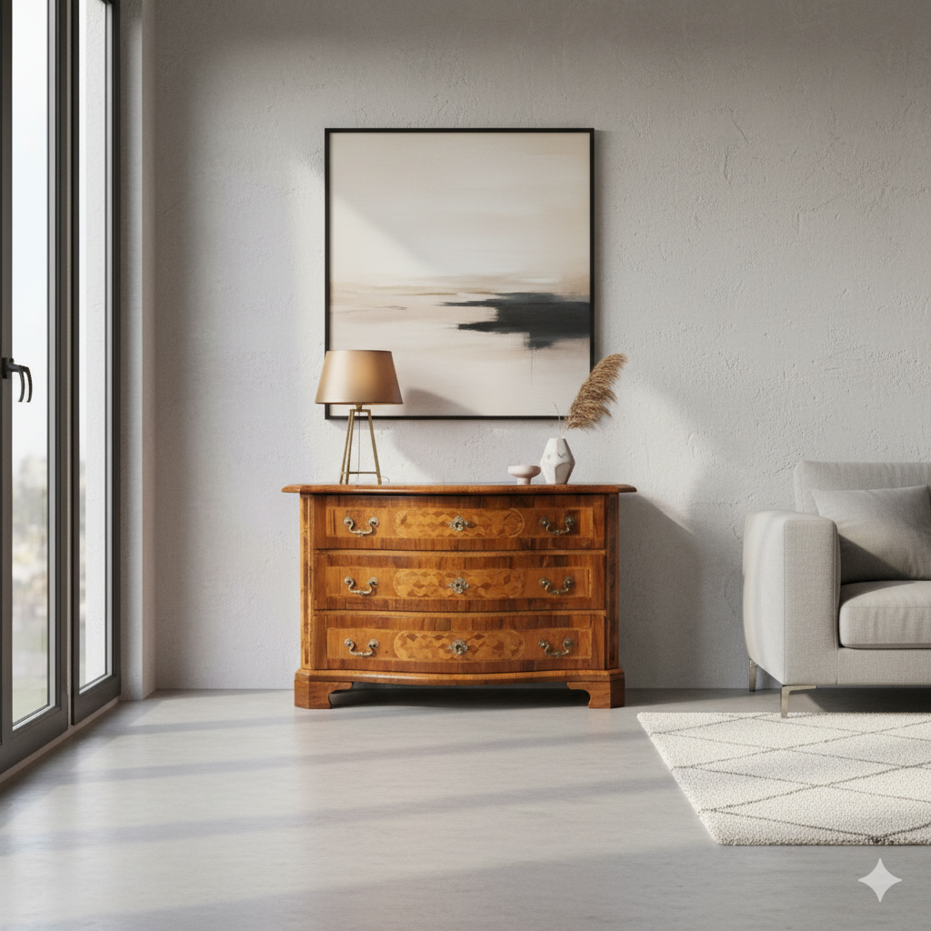 Braunschweiger Barockkommode Barock 1755 Nussbaum – Bild 2