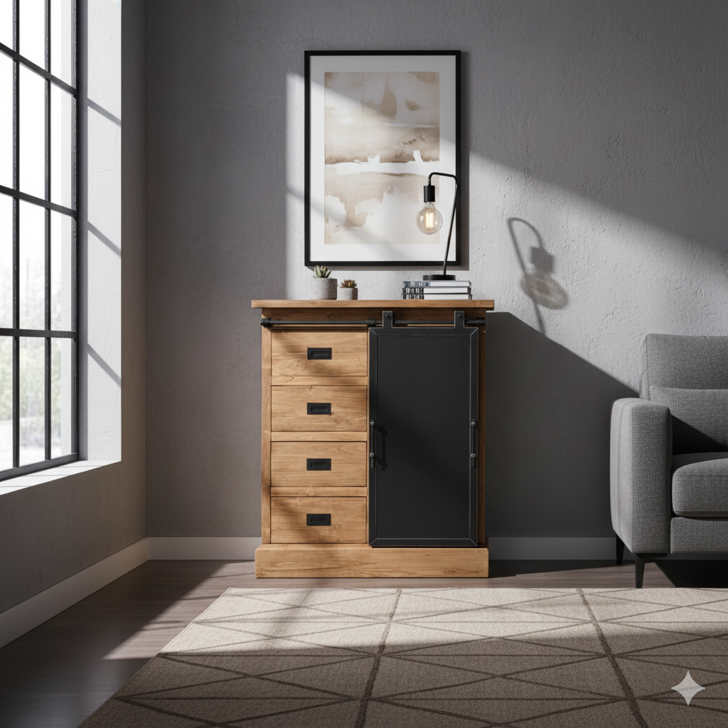 Kommode Beistellschrank Teakholz 1,01 m – Bild 2