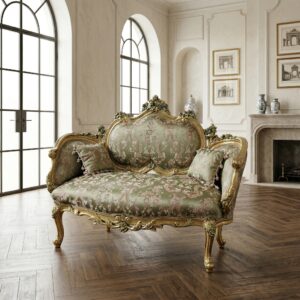 Couch Sofa Gold-Grün Barockstil 1,50 m