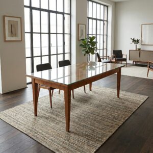 Tisch Esstisch mit Glasplatte Jugendstil 1900 Esche