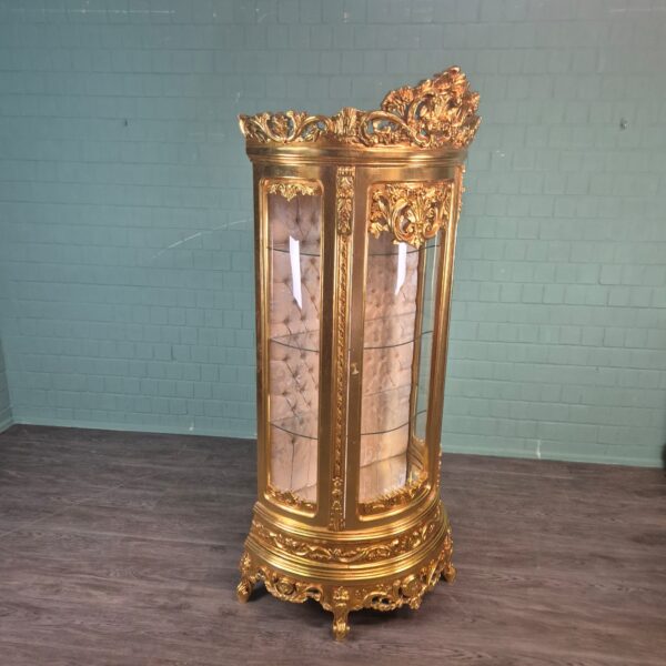 Vitrine Barockstil Massiv Holz Gold 1,02 m