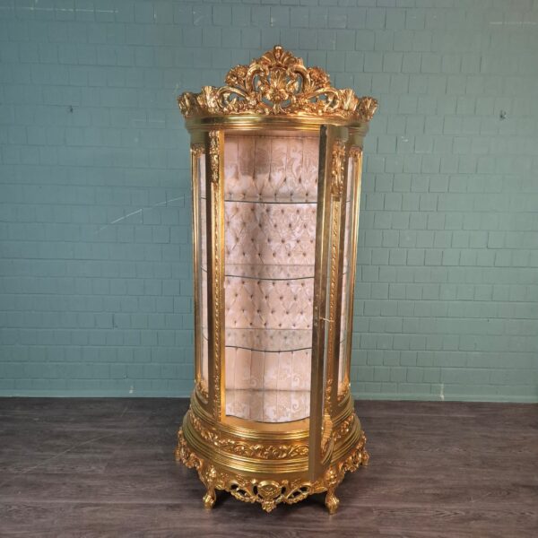 Vitrine Barockstil Massiv Holz Gold 1,02 m – Bild 9