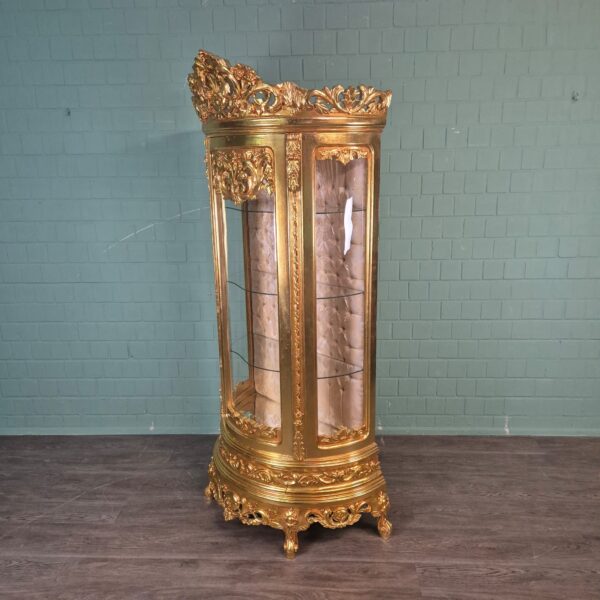 Vitrine Barockstil Massiv Holz Gold 1,02 m – Bild 3