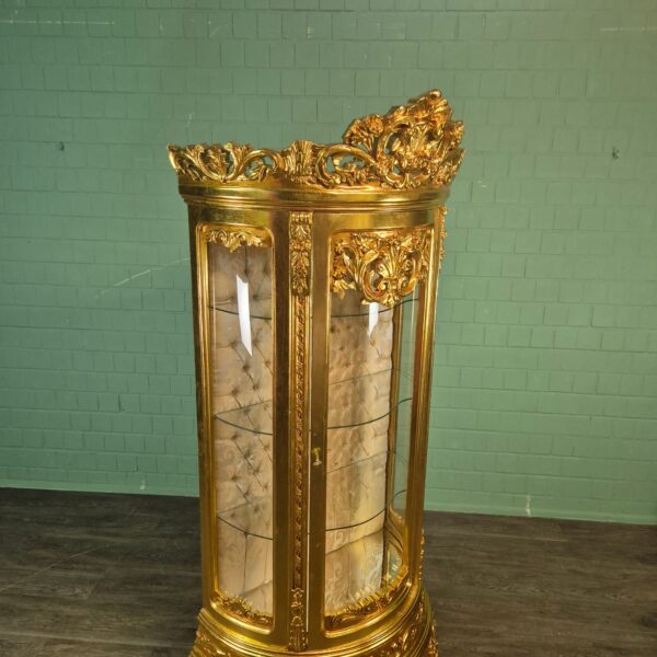 Vitrine Barockstil Massiv Holz Gold 1,02 m – Bild 4