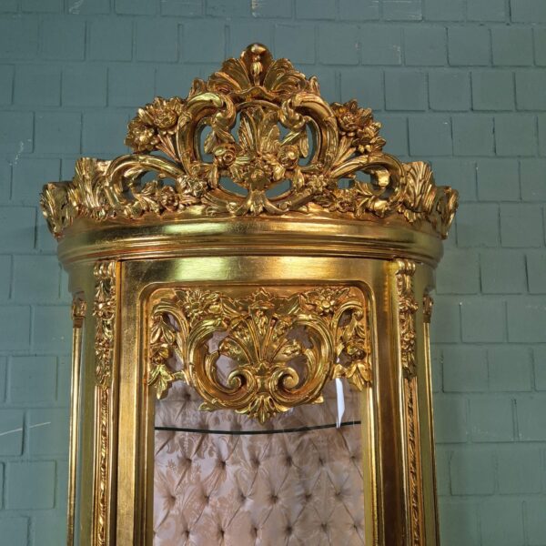 Vitrine Barockstil Massiv Holz Gold 1,02 m – Bild 8