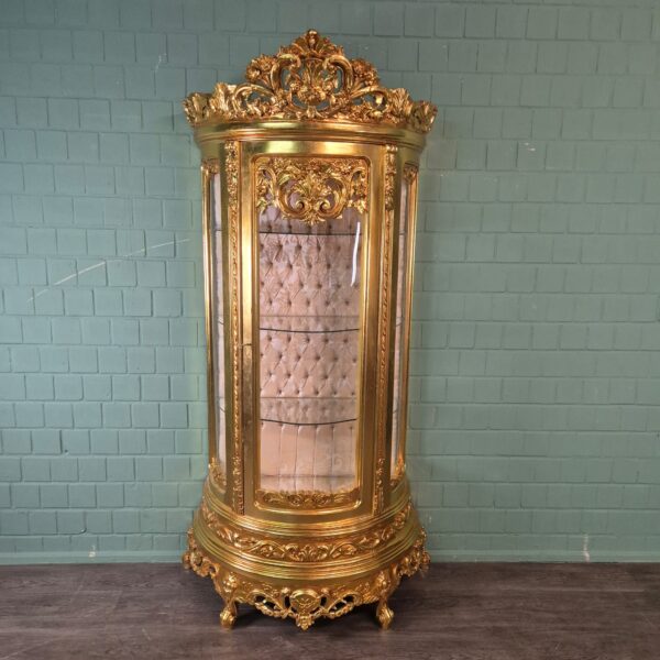 Vitrine Barockstil Massiv Holz Gold 1,02 m – Bild 2