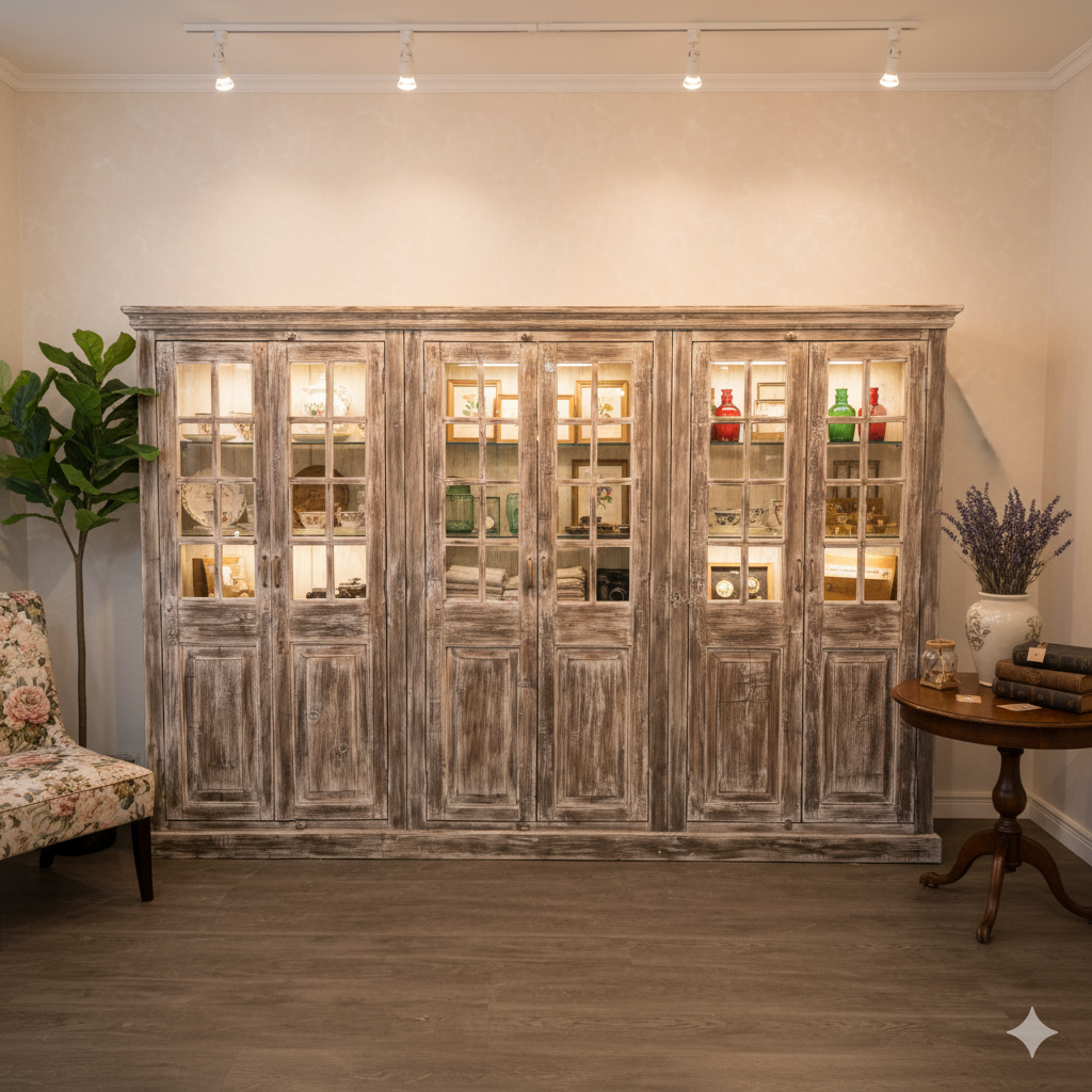 Vitrine Ladenschrank Massivholz 3,26 m – Bild 2