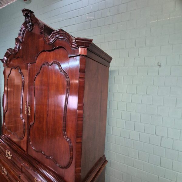 Geschirrschrank holländischer Kabinettschrank Barock 1780 Mahagoni – Bild 4