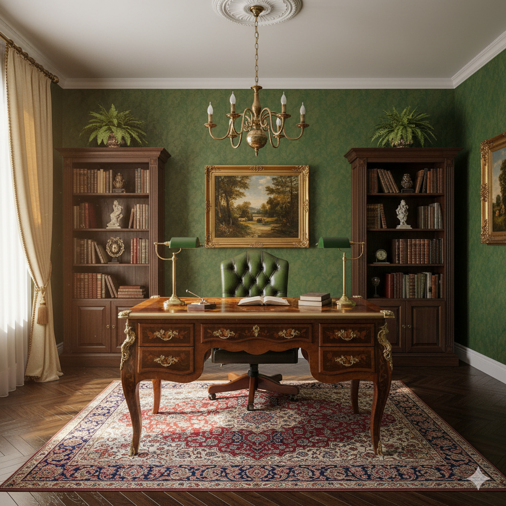 Schreibtisch Nussbaum Barockstil 1,35 m x 0,75 m – Bild 2