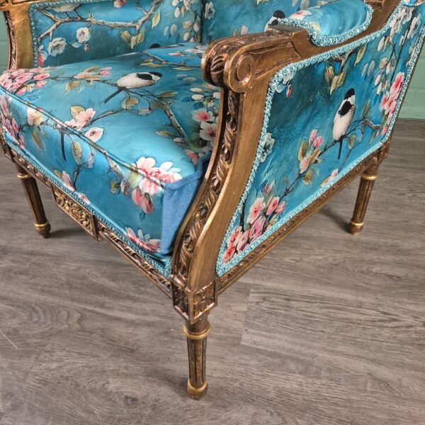 Barocksessel Sessel Barockstil Blau – Bild 13