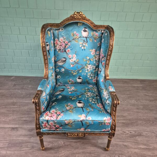 Barocksessel Sessel Barockstil Blau – Bild 2