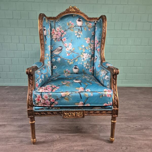 Barocksessel Sessel Barockstil Blau – Bild 3