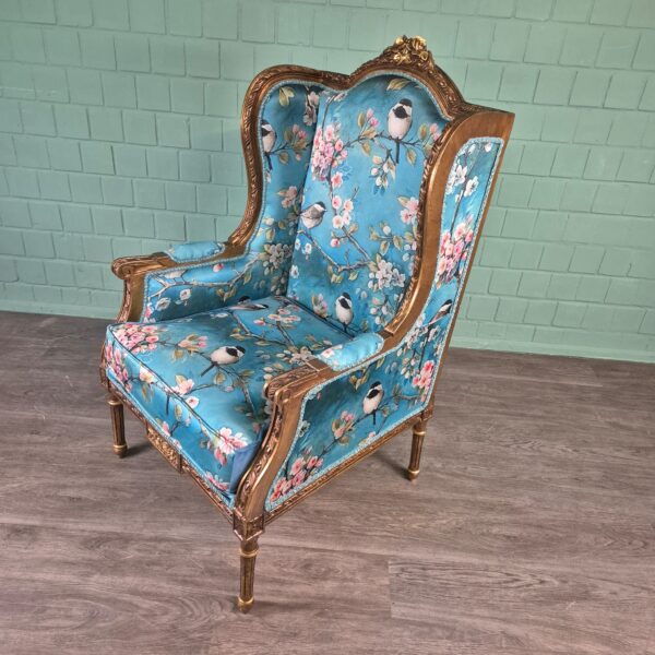 Barocksessel Sessel Barockstil Blau – Bild 4
