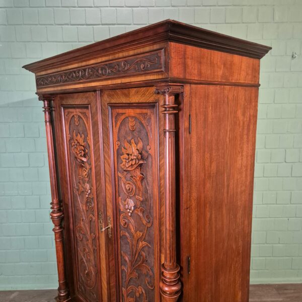 Kleiderschrank Schrank Gründerzeit 1880 Nussbaum – Bild 4