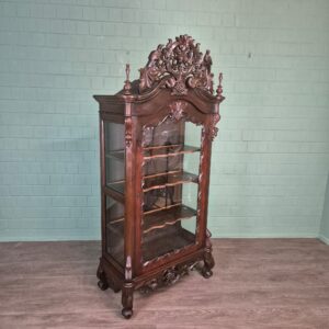 Geschirrschrank Vitrine Biedermeier 1860 Nussbaum