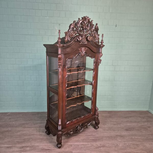 Geschirrschrank Vitrine Biedermeier 1860 Nussbaum