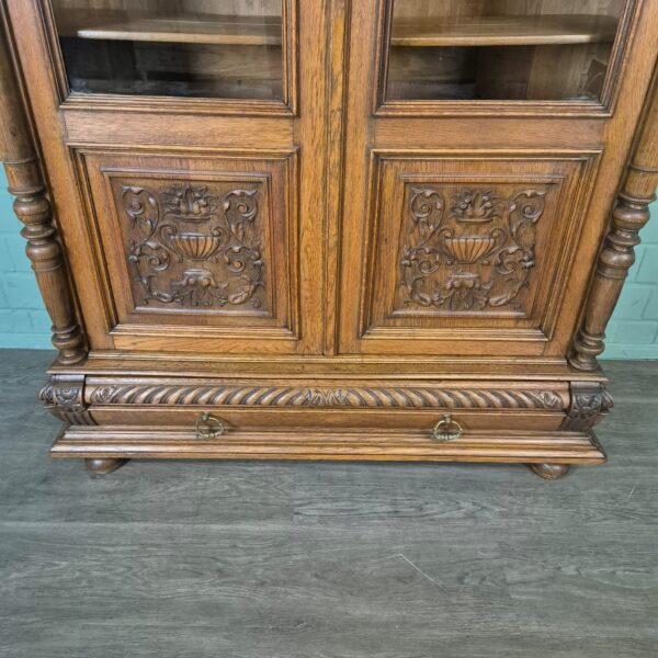 Vitrine Bücherschrank Gründerzeit 1880 Eiche – Bild 6