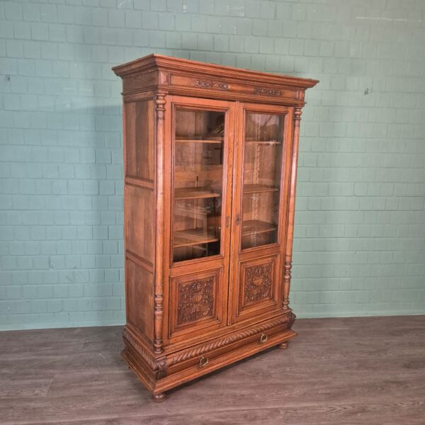 Vitrine Bücherschrank Gründerzeit 1880 Eiche