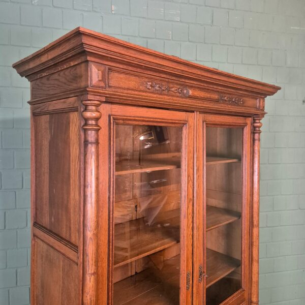 Vitrine Bücherschrank Gründerzeit 1880 Eiche – Bild 4