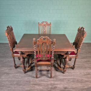 Stühle & Tisch Set Gründerzeit 1880 Eiche