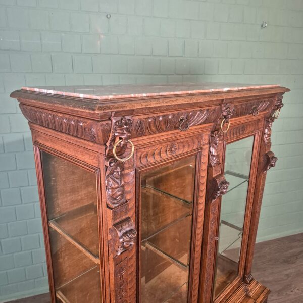 Vitrine Geschirrschrank Gründerzeit 1880 Eiche – Bild 7