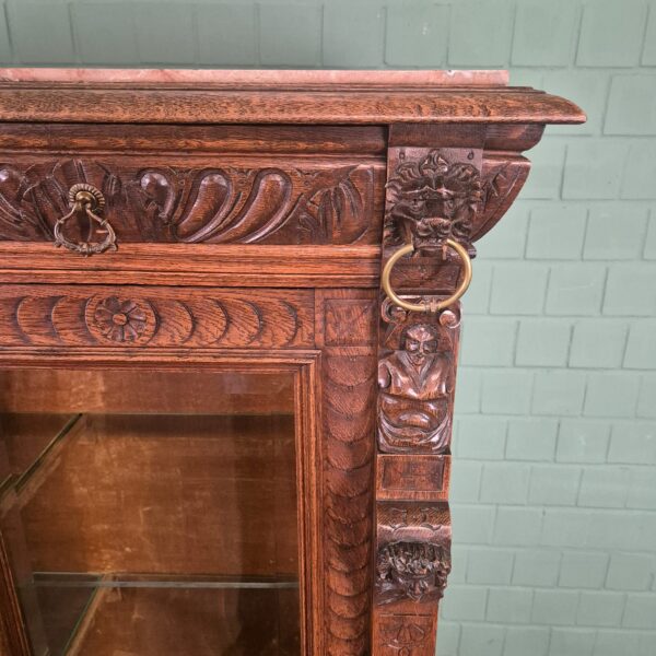 Vitrine Geschirrschrank Gründerzeit 1880 Eiche – Bild 10