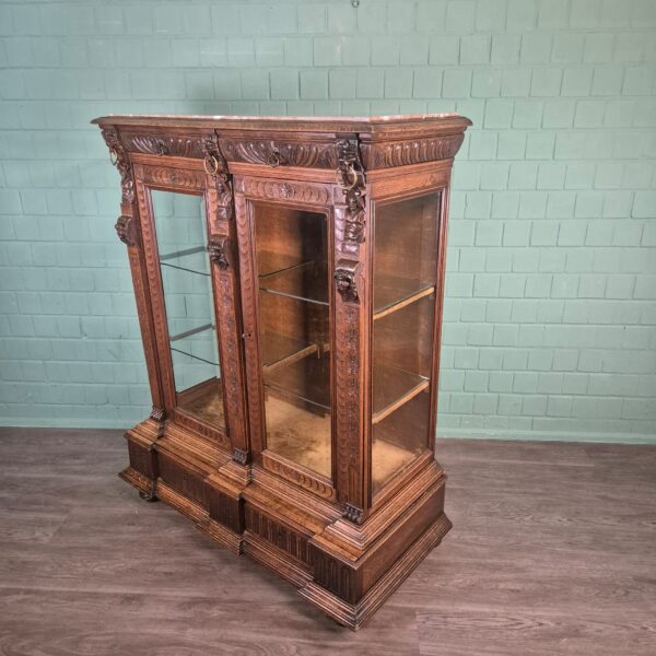 Vitrine Geschirrschrank Gründerzeit 1880 Eiche – Bild 4