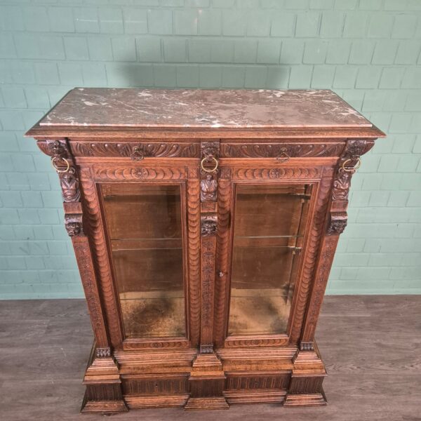 Vitrine Geschirrschrank Gründerzeit 1880 Eiche – Bild 3