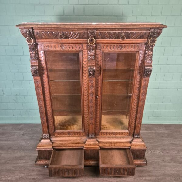Vitrine Geschirrschrank Gründerzeit 1880 Eiche – Bild 18