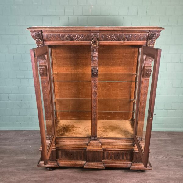 Vitrine Geschirrschrank Gründerzeit 1880 Eiche – Bild 14