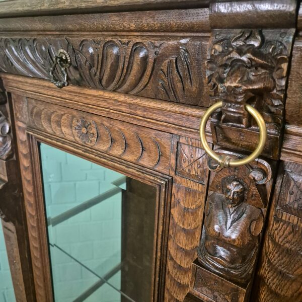 Vitrine Geschirrschrank Gründerzeit 1880 Eiche – Bild 20