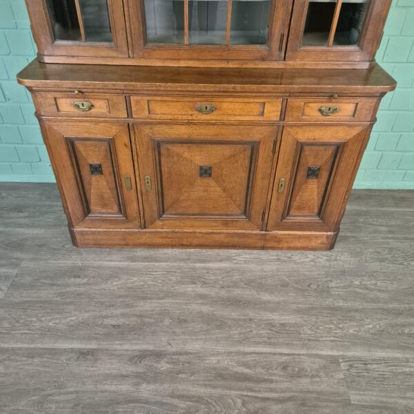 Vitrine Bücherschrank Jugendstil 1900 Eiche – Bild 9